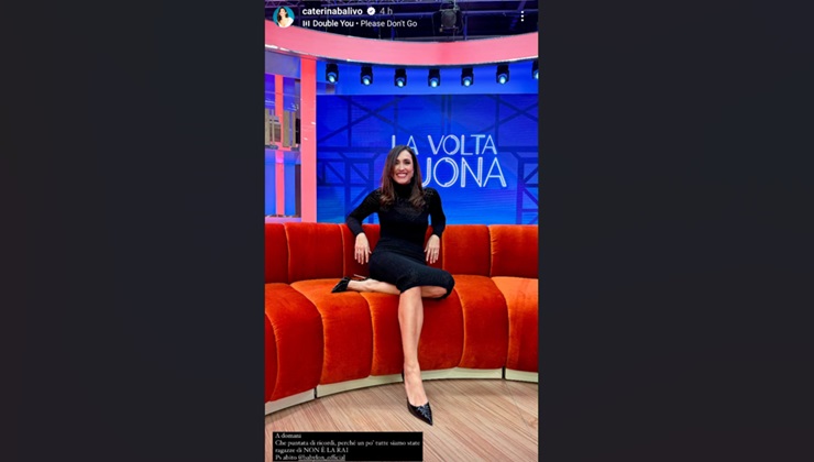 Caterina Balivo abito total black quanto costa