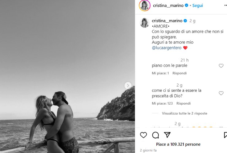 cristina marino dedica luca argentero